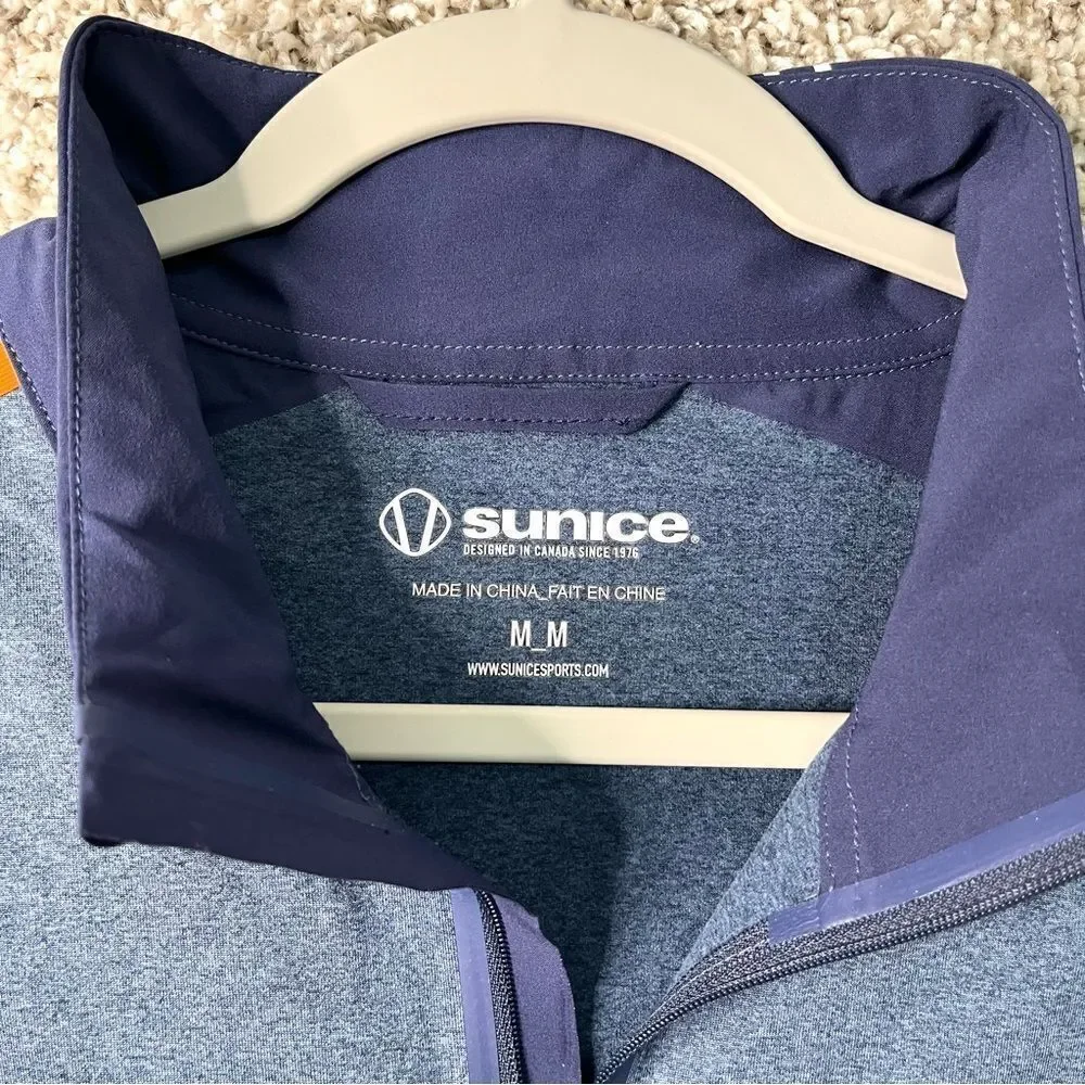 Sunice Sweatshirt Men's Medium‎ Blue Quarter Neck Zip Long Sleeve Pullover